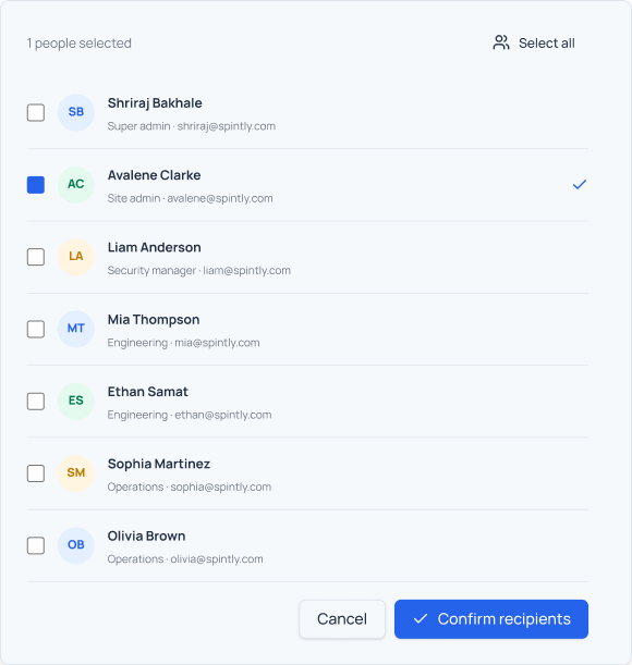 Local Anti-Passback supplied design — notification recipients