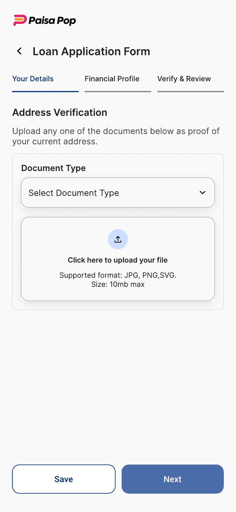 PaisaPop final design — Address verification