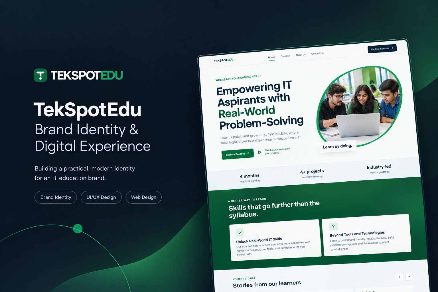 TekSpotEdu Brand Identity and Digital Experience showcase — supplied cover with the sales-page design